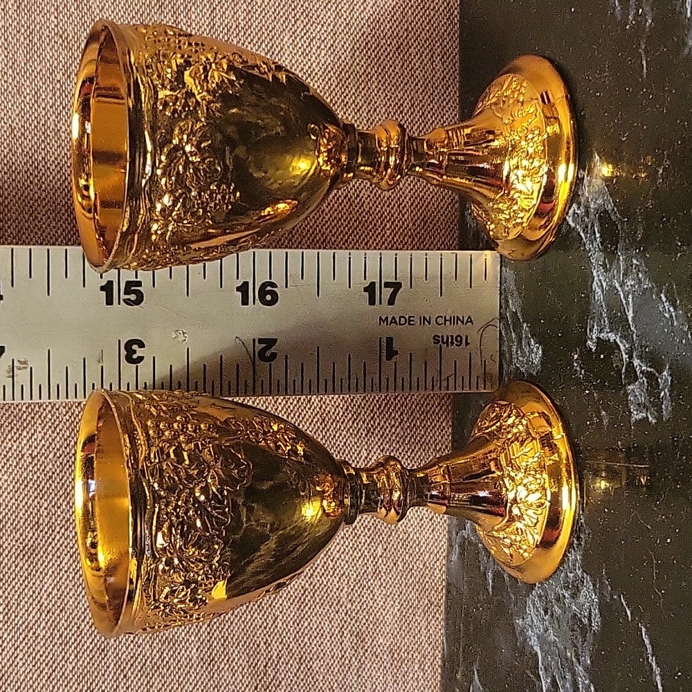 Gorgeous! Vintage gold plated mini altar chalice/goblet pair